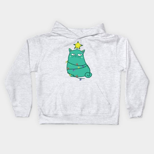 Grumpy Christmas cat Kids Hoodie by Dr.Bear